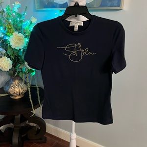 St. John navy size small shirt.